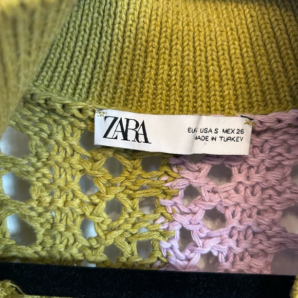 Zara Oversized Colorblock Patchwork Crochet Chunky Knit Granny Square Sweater S - Picture 10 of 15